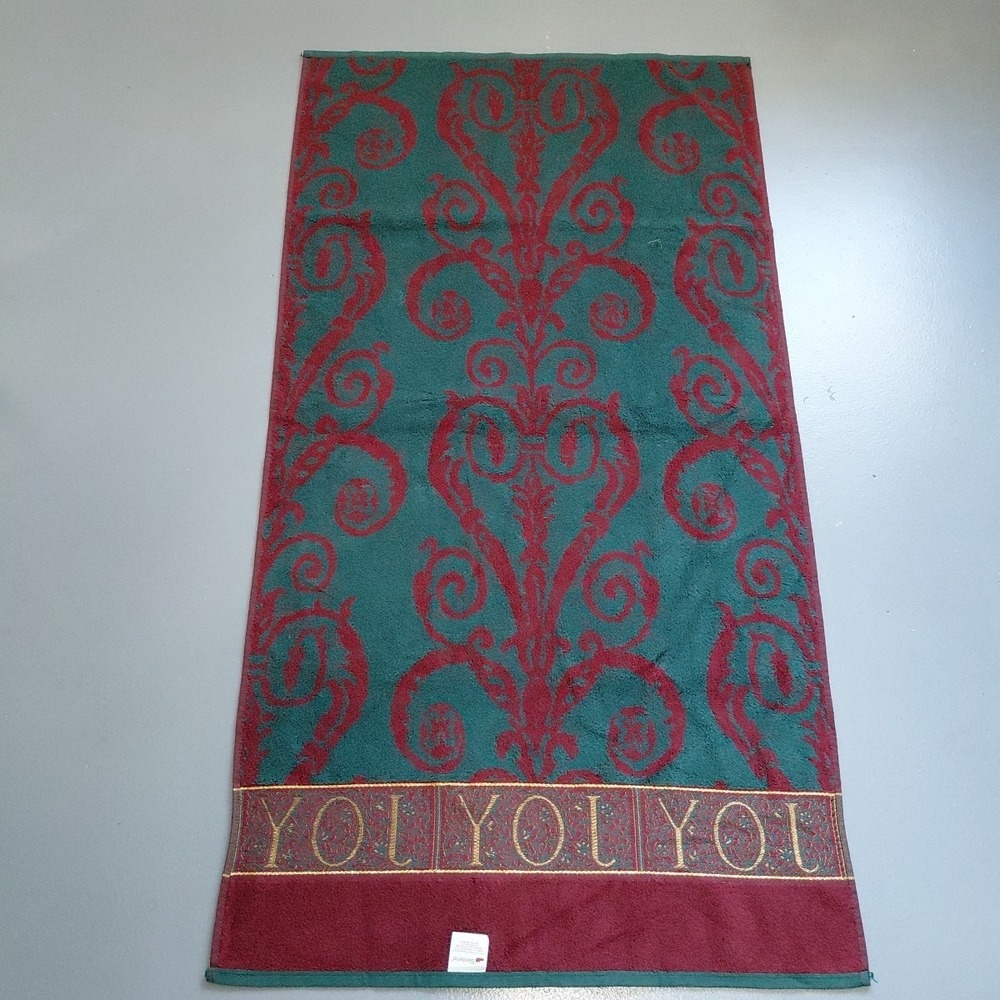 3 NOS Santens Christmas Towel Set JOY Embroidered Bath & Hand Green Gold NEW USA - Picture 6 of 12